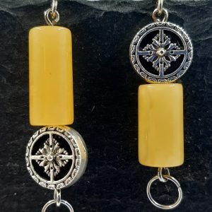 Gintariniai auskarai „Geltoni cilindrai“