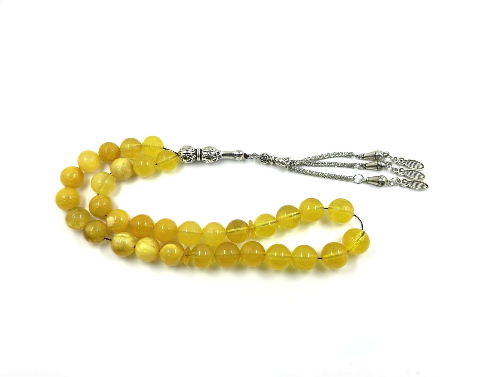 Musulmoniškas rožančius pagamintas iš natūralaus Baltijos gintaro, 33 vnt